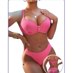 NWOT: Pink Push-Up, 38DD, Ribbed, Bikini Set
